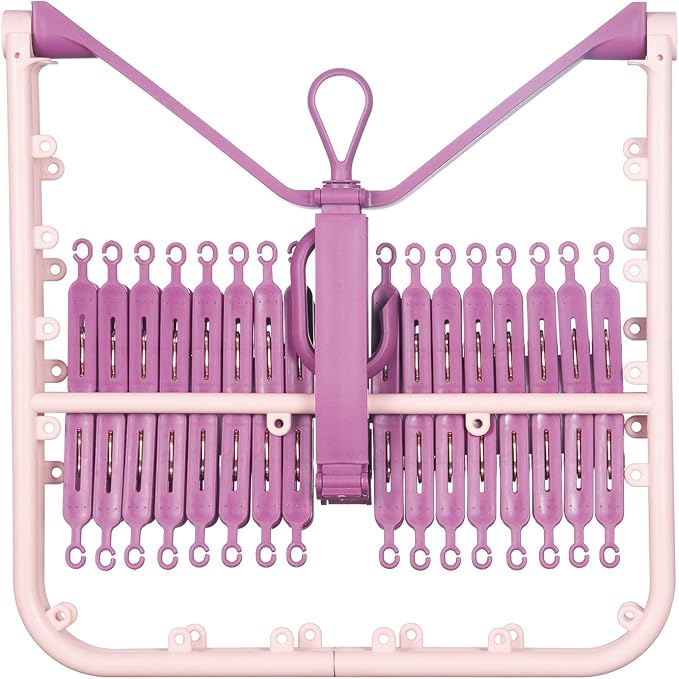 Foldable Clip Hangers with 32 Clothespin Drying Clips, Laundry Clip Drip Drying - Image 4