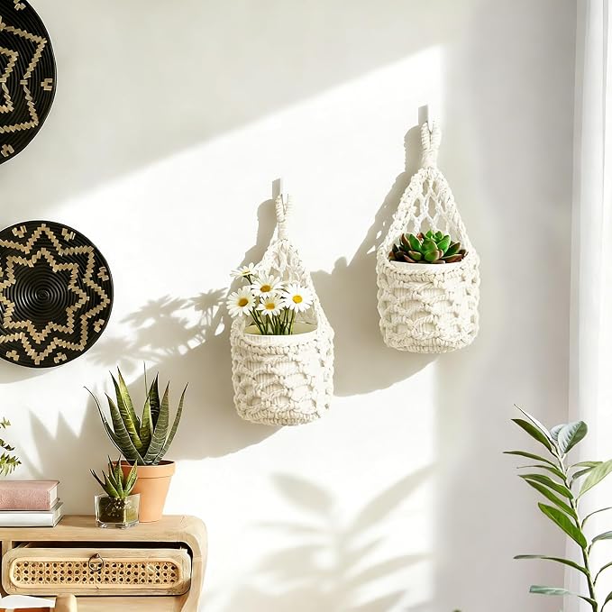 Macrame Wall Plant Hanger, Hanging Planter Basket Holder, Wall Planters - Image 4