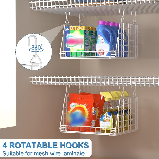 3-Pack Laundry Room Organization and Storage, Hanging Wire Basket - Image 5