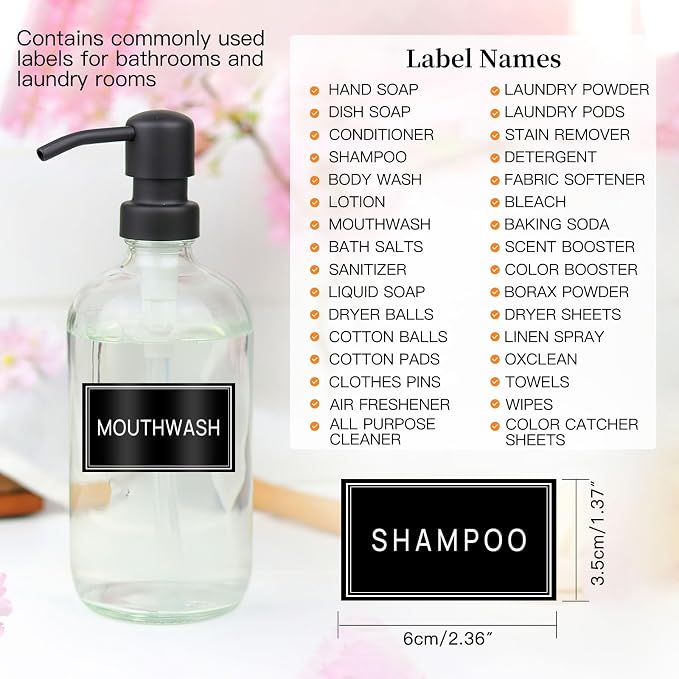 64 PCS Laundry Labels for Jars, Minimalist Laundry Room and Bathroom Label - Image 2