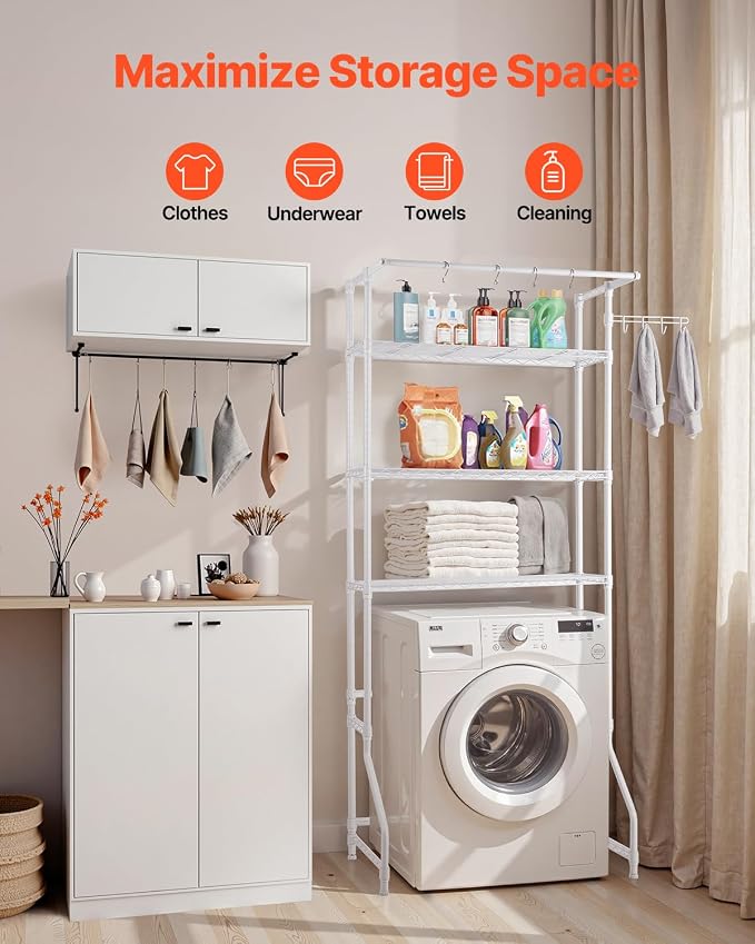 VEVOR Over The Washer and Dryer Storage Shelf, 3 Tier Laundry Room Drying Rack - Image 4