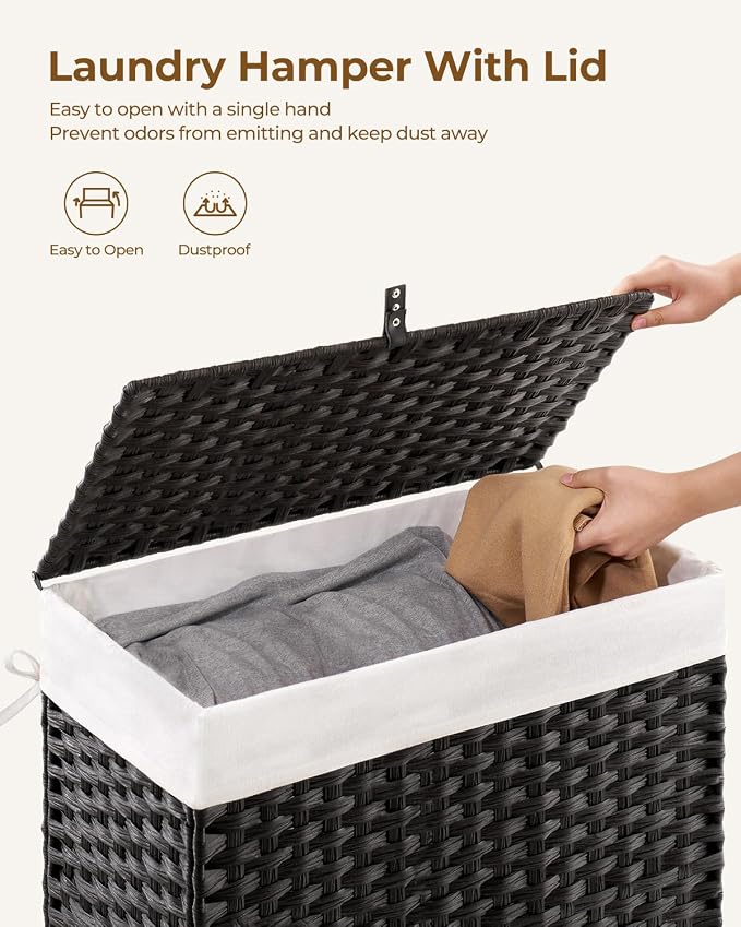 Greenstell Laundry Hamper with Lid, 125L Laundry Basket with 2 Removable Liner - Image 5