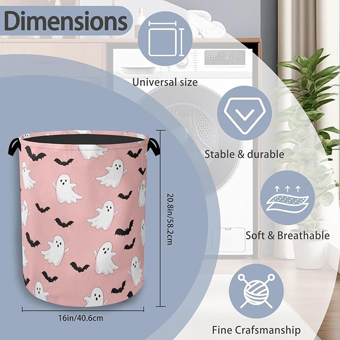 Bat Ghost Laundry Basket, Halloween Foldable Oxford Cloth Tote Bag Laundry - Image 2