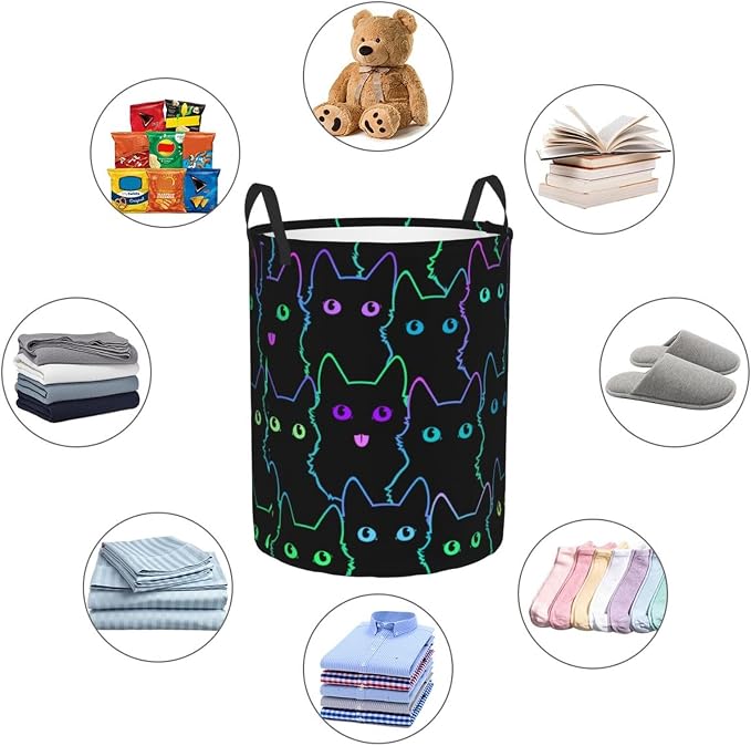 Funny Black Cats Laundry Hamper Bag - Image 5