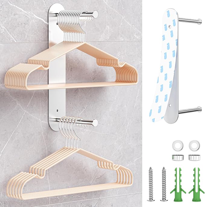 Hanger Holder for Laundry Room, Wall Mounted Clothes Hanger Organizer Stacker by WAYASI