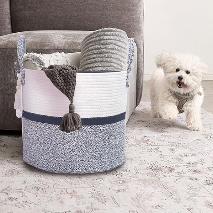 Woven Storage Basket with Handle, Nursery Hamper in Baby Nursery&Bathroom - Image 5