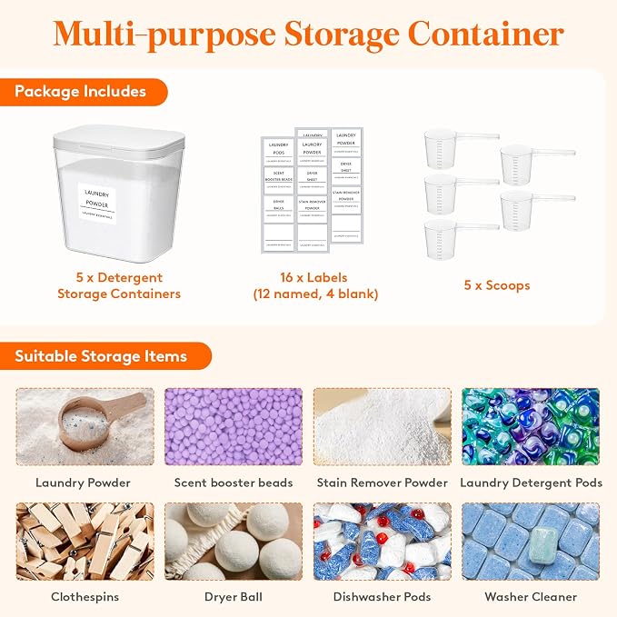 Lifewit 5 Pack Laundry Pods container - Image 6
