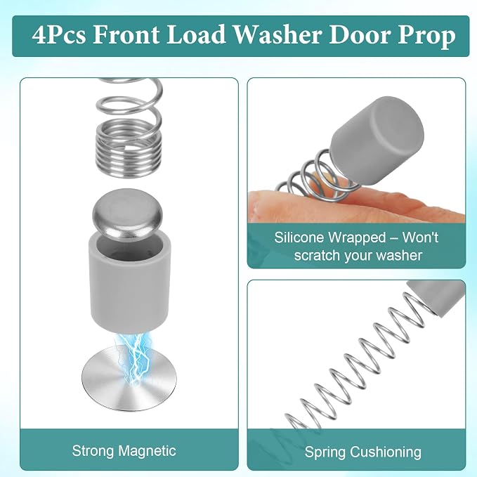4 Pack Front Load Washer Door Prop, Magnetic Washing Machine Door Holder to - Image 3