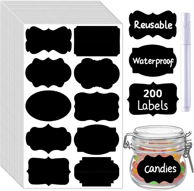 200 Pcs Chalkboard Labels, Reusable Labels by Unknown