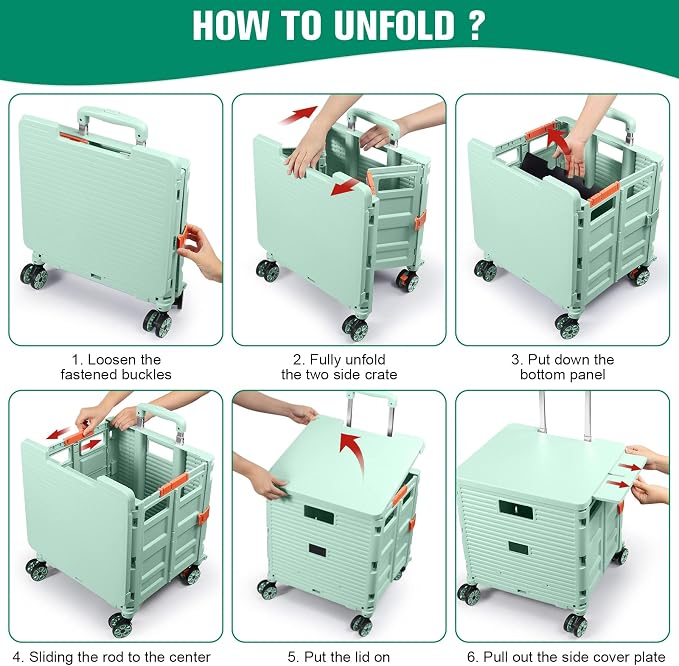 FELICON SELORSS Folding Utility Cart Portable Rolling Crate Handcart - Image 5
