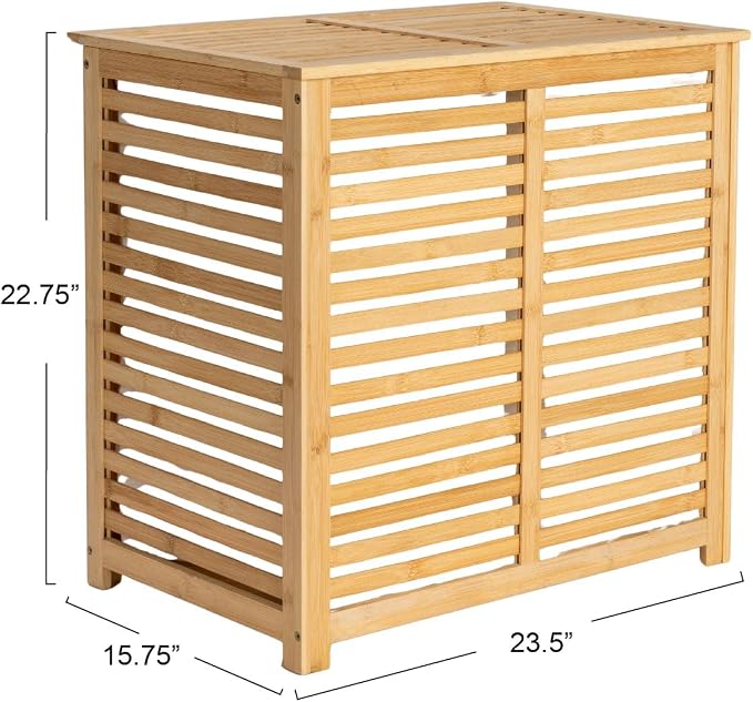 Household Essentials Bamboo and Cotton Double Laundry Sorter - Image 2