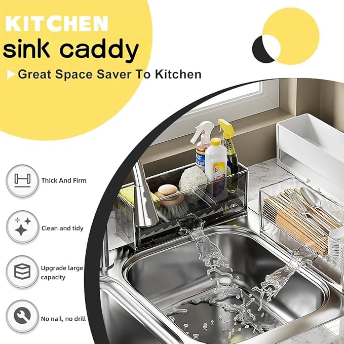 Akalin Sponge Holder for Kitchen Sink, Plastic Sink Caddy, Dish Sponge Holder - Image 6