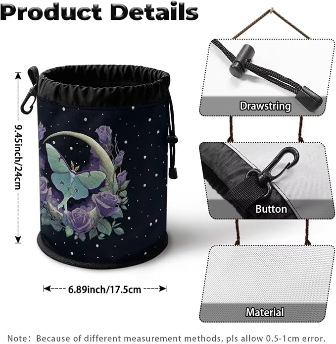 Clothespin Bag Holder Outside, Starry Night Moon Rose Multiple Hanging Methods - Image 7