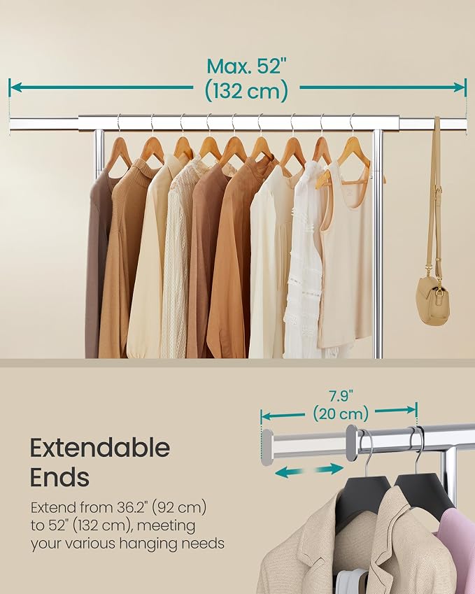 SONGMICS Clothes Rack with Wheels, Heavy-Duty Clothing Rack - Image 4
