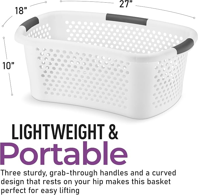 Superio Perforated Plastic Laundry Basket, 54 Liter, Dotted Design - Image 2