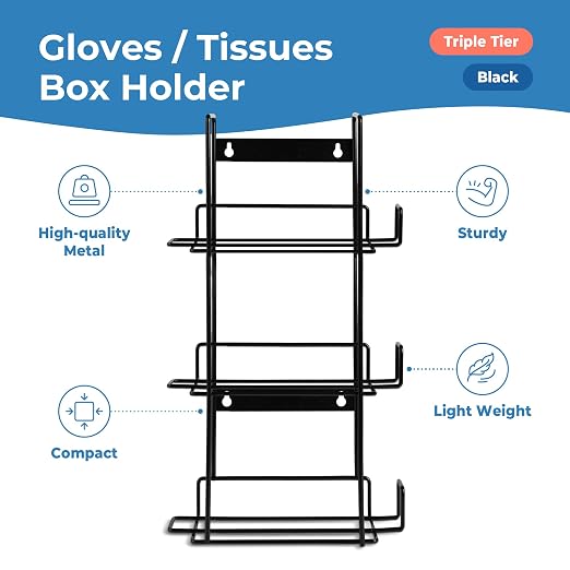 FMP Brands Triple Glove Holder for Wall Mount, Wire Rack Disposable Napkin - Image 2
