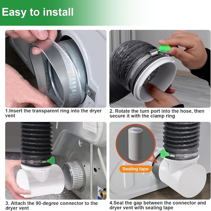 Dryer Vent Connector Kit, 90 Degree Dryer Vent Elbow, OEM Replacement - Image 6