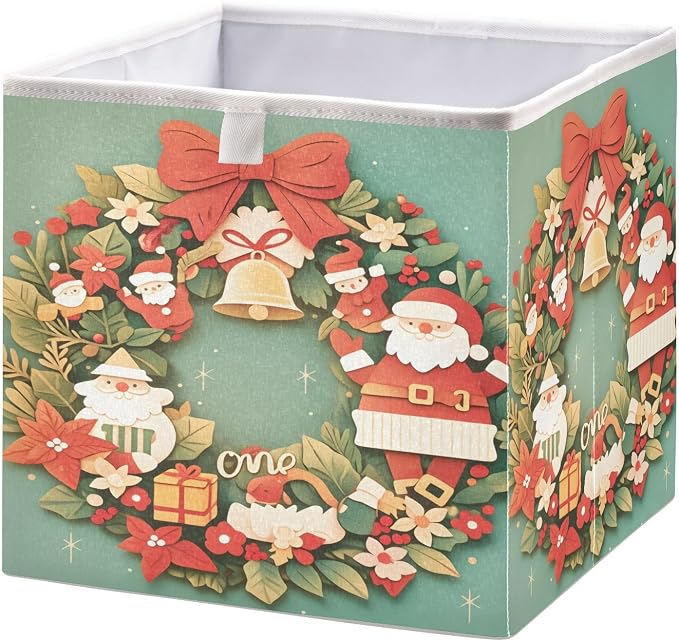 senya Large Storage Bins Wreath Two Collapsible Foldable Storage Cubes Fabric by senya