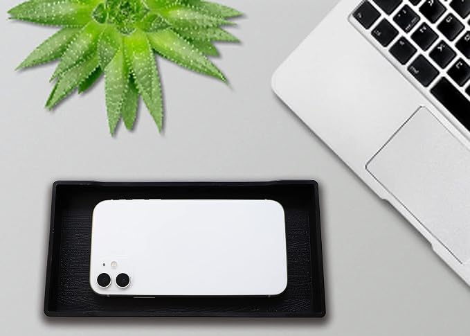Small Black Mini Tray for Kitchen Counter, Bathroom for Vanity Items, Coffee - Image 2