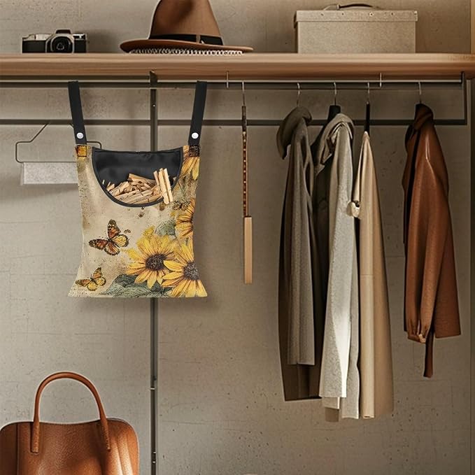 Sunflower Clothespin Bag Laundry Hanging Storage Organizer Clothes Pin Hanging - Image 5