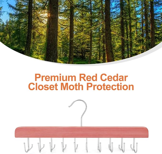 TOPIA HANGER Cedar 2 Pack 2 in 1 Belt Tie Hanger - Image 5