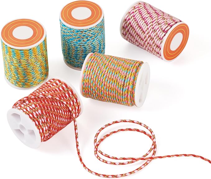 21.5 Yards 1.5mm Macrame Cotton Cord 4-Ply Gold Wire Braiding Beading Thread - Image 7