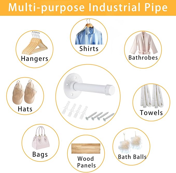 Sumnacon 2 Pcs 5.9 Inch Industrial Pipe Clothes Bar - Image 5