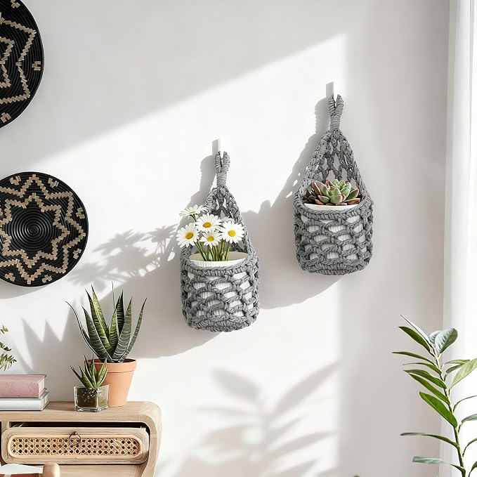 Macrame Wall Plant Hanger, Hanging Planter Basket Holder, Wall Planters - Image 7