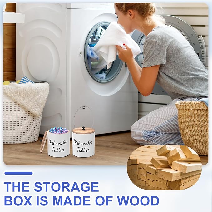 2Pcs Wooden Laundry Pod Container - Image 5