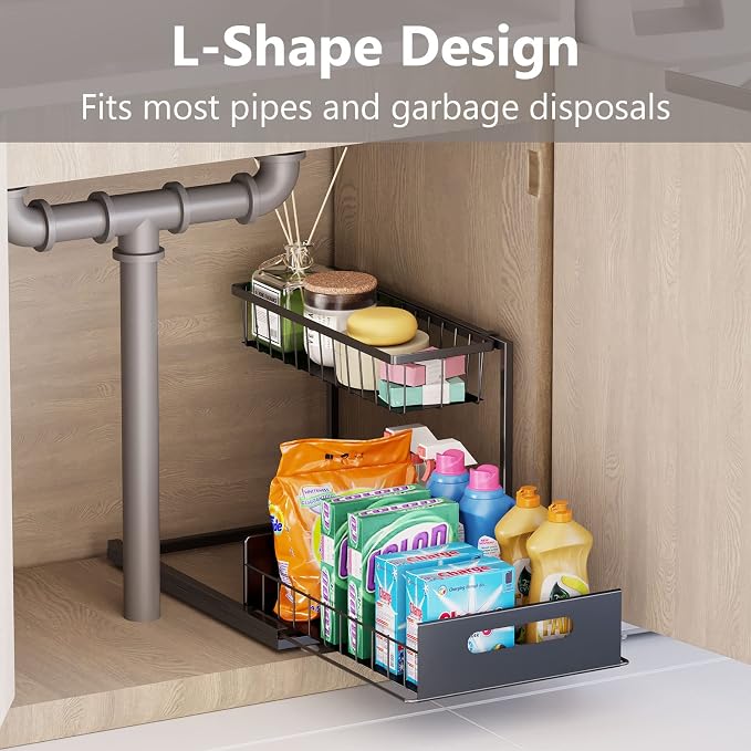 Under Sink Organizers and Storage 2 Tier Slide Out Kitchen Cabinet Organizer - Image 2