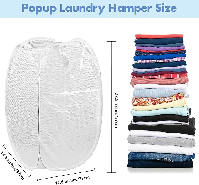 DUCOO Pop Up Hamper, Foldable Mesh Laundry Basket - Image 2