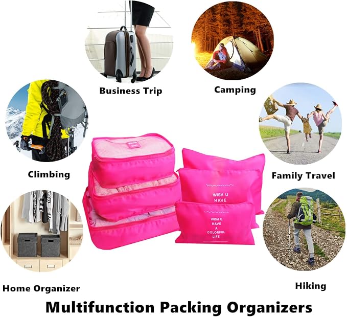 6 Set Packing Cubes Laundry Pouch, Travel Storage Bag Organizer Pouch, Luggage - Image 5
