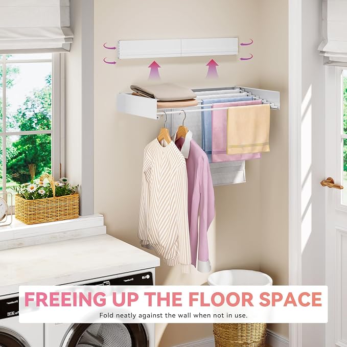 APEXCHASER Wall Mounted Clothes Drying Rack, Towel Racks - Image 2