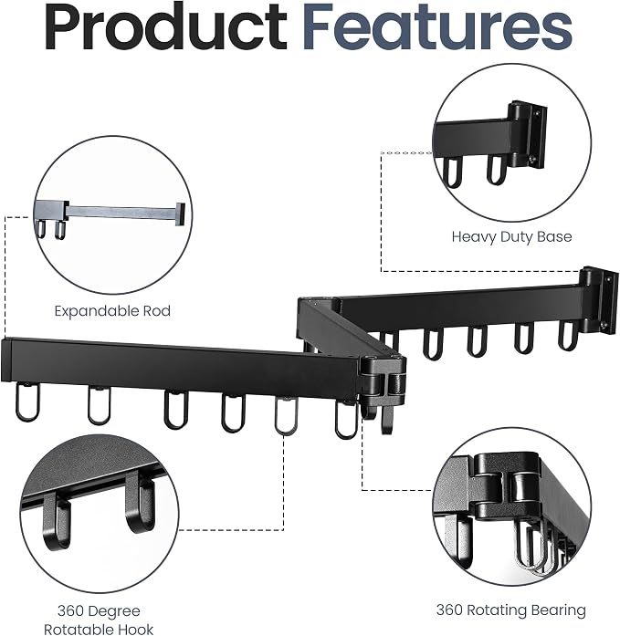 Foldable Wall-Mounted Clothes Drying Rack – Space-Saving Heavy-Duty Laundry - Image 4