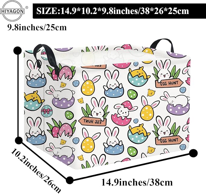 HIYAGON Rectangular Easter Gift Basket Kids Storage Organizer Bins Bedroom - Image 6