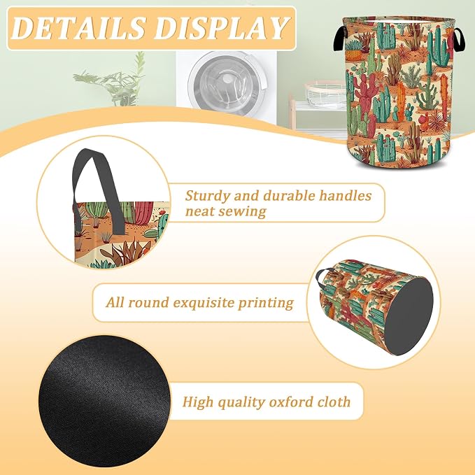 Tropical Cactus Laundry Basket, Foldable Waterproof Oxford Cloth Laundry Hamper - Image 6