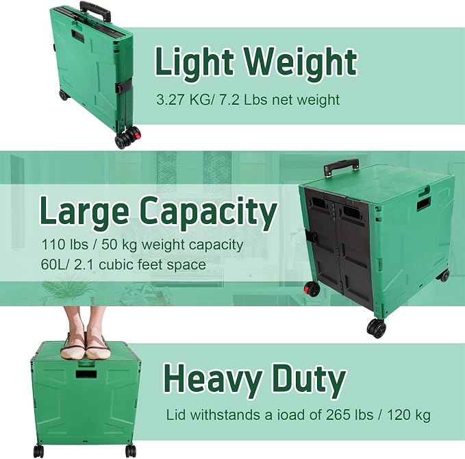 FELICON Folding Utility Cart Rolling Crate Handcart - Image 6