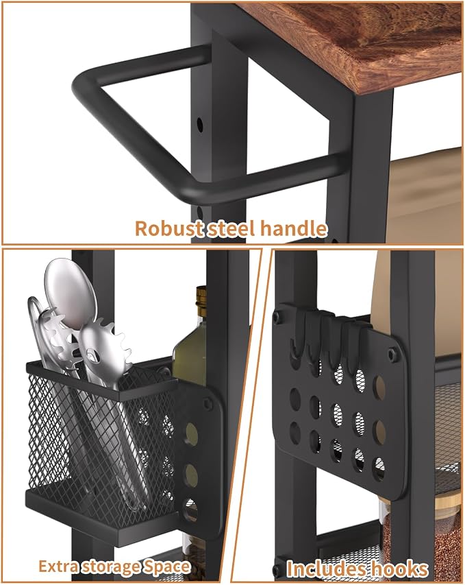 TORIBIO Slim Storage Cart, 5 Tier Narrow Kitchen Rolling Cart - Image 6