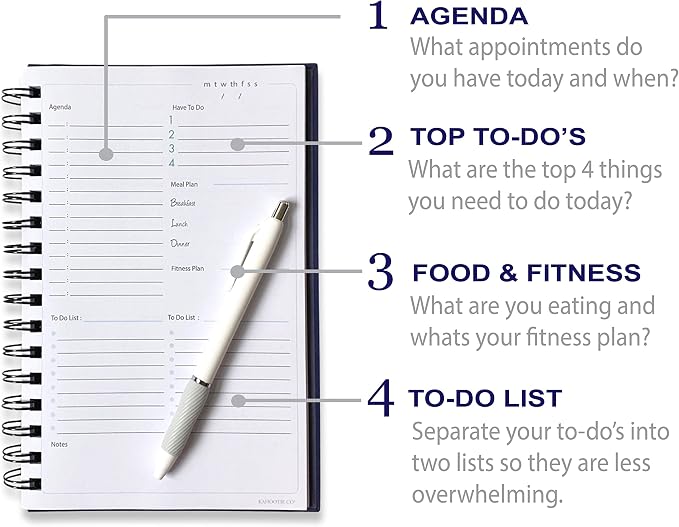 Daily Planner Undated, Hourly Agenda, Food and Fitness Plan, Daily To Do List - Image 3