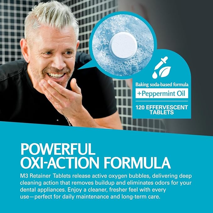 Retainer Cleanser Tablets Cleaner, Removes Odors Discoloration Stains and - Image 7