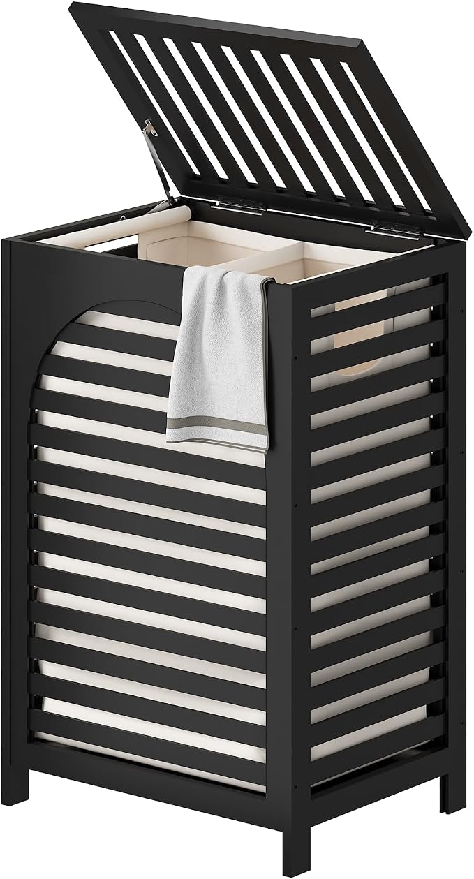 FILWH Laundry Hamper with Lid Large Bamboo Laundry Bin Basket 85L Clothes by FILWH