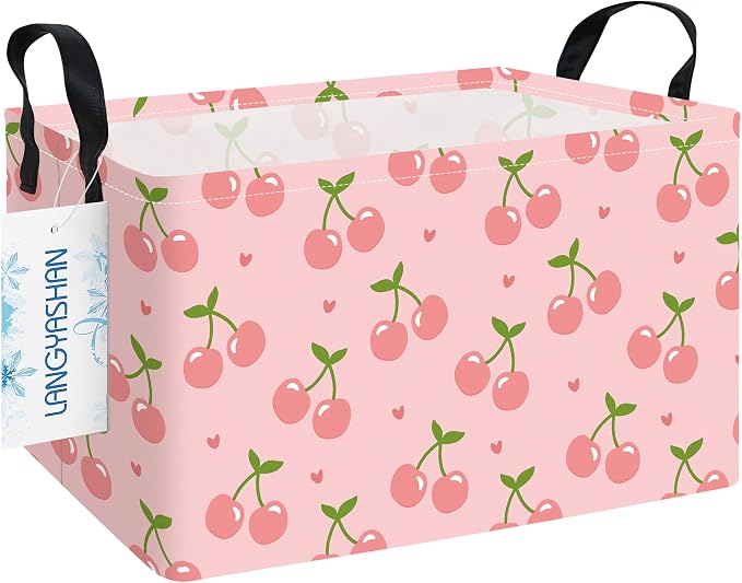 LANGYASHAN Rectangular Storage Bin Collapse Canvas Fabric Cartoon Storage Basket - Image 9