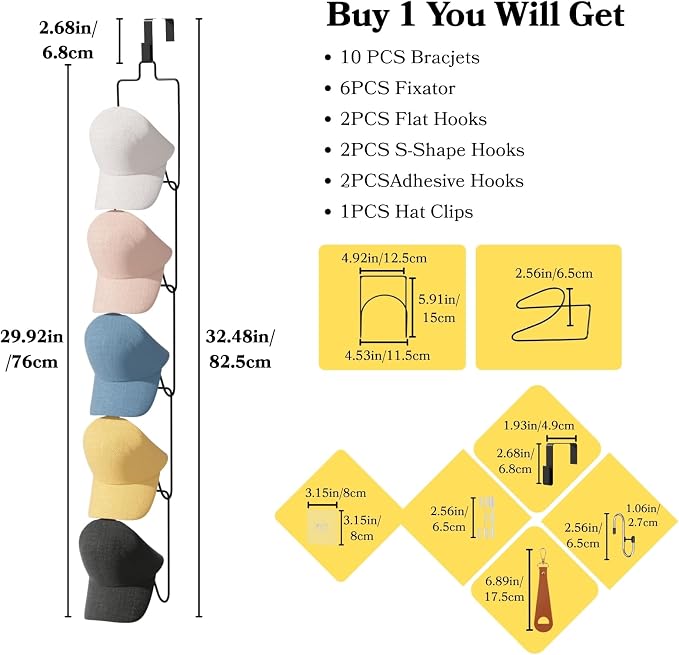 10Pack Over The Door Hat Organizer - Image 9