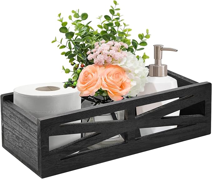 Wooden Bathroom Decor Box, Rustic Toilet Tank Holder, Farmhouse Toilet Paper by RJMKD