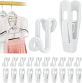 Tinfol White 60pc Clothes Hanger Connector Hooks and 20pc Hanger Clips by Tinfol