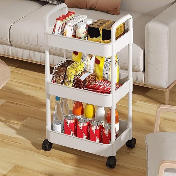 EZ COZY 3 Tier Rolling Cart, Plastic Diaper Cart Organizer - Image 7