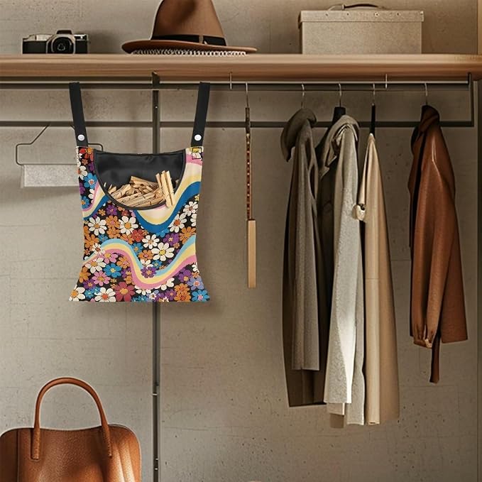 Floral Clothespin Storage Organizer to Hang on Line Clothes Pin Hanging Bag - Image 5