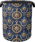 Navy Blue Sailor Anchor Laundry Basket by Gearsly