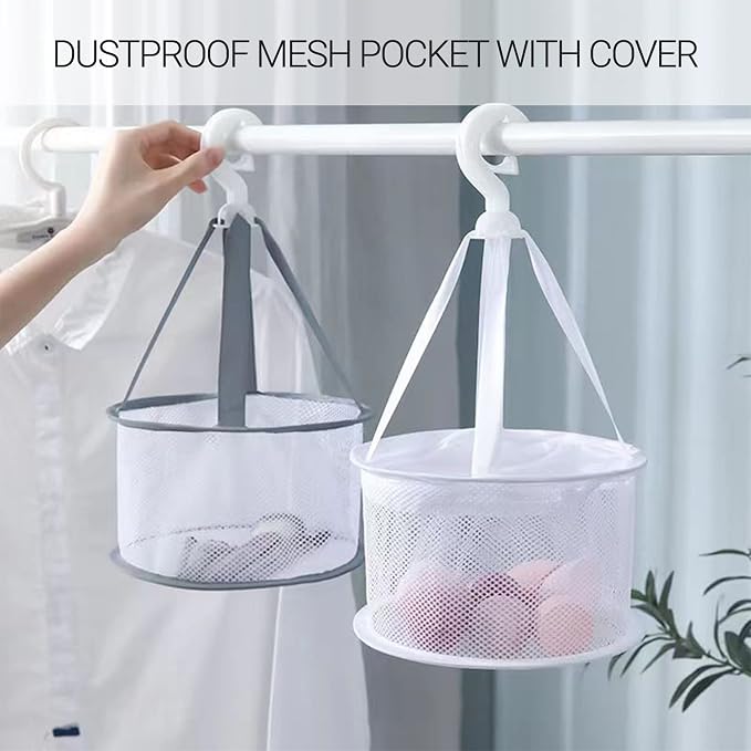 Makeup Brush Dryer 2PCS Hanging Mesh Rack Basket 8.9 inch - Image 3