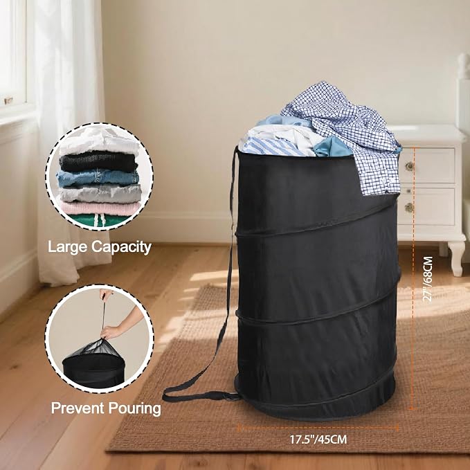 BATTOO Extra Large 107L Strong Laundry Hamper 17.5" x 27" Collapsible Laundry - Image 5